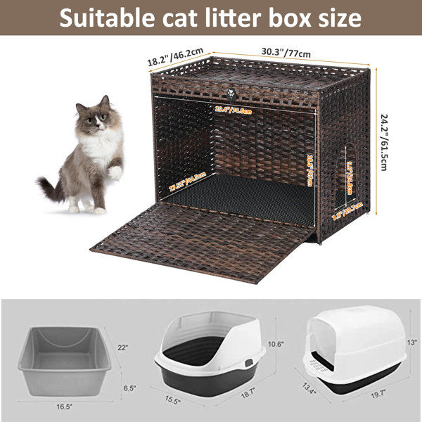 Tucker Murphy Pet™ Cat Litter Box Enclosure With Soft Litter Mat ...